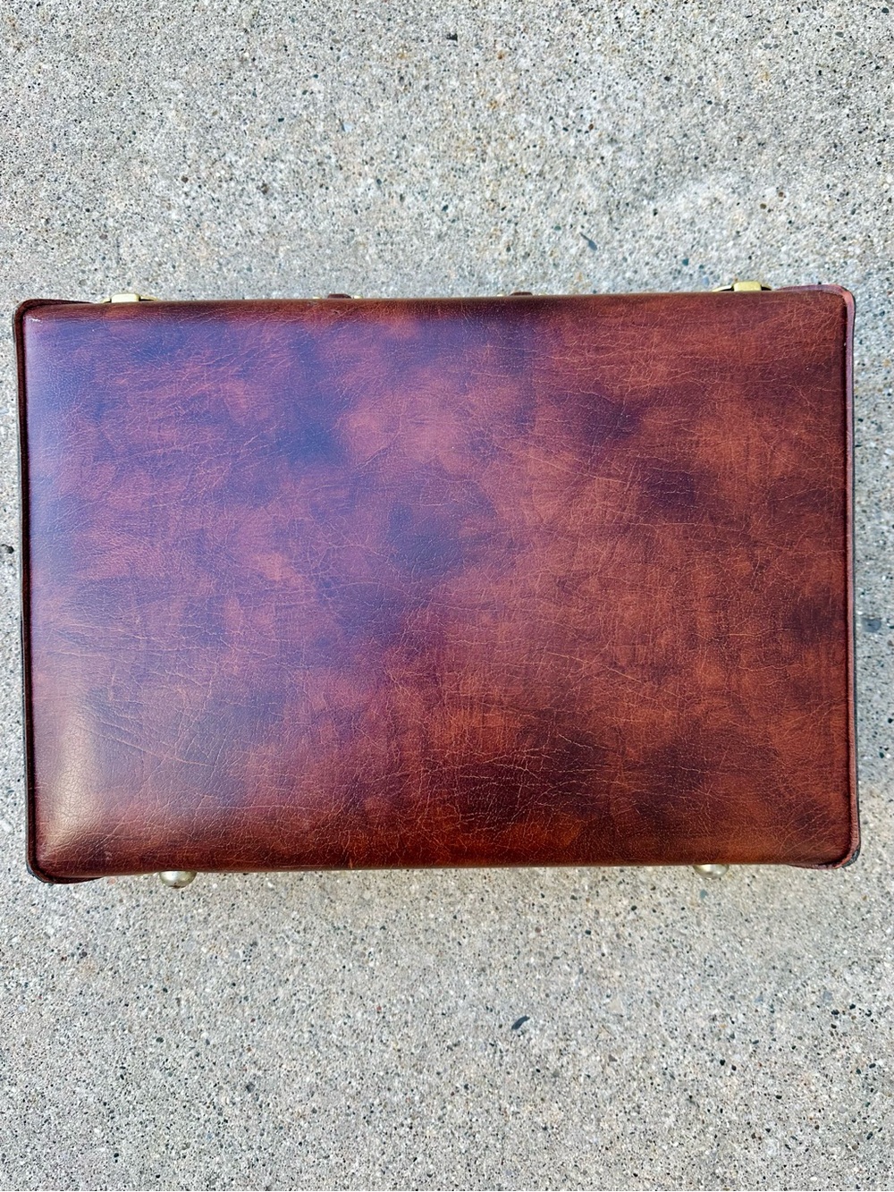 Vintage Classic Marbled Brown Leather Attaché Briefcase for Men, Hard Suitcase - Picture 4 of 16